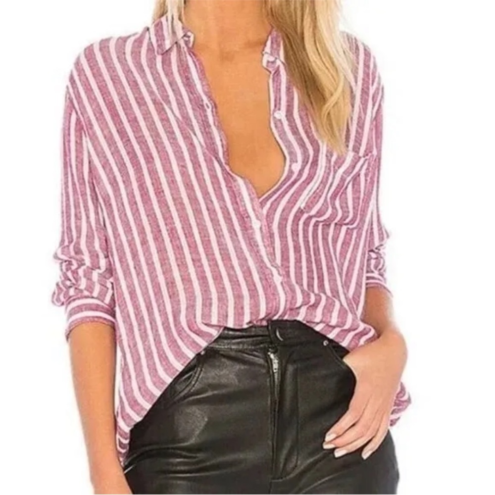 Revolve Rails Charli Carmine Button Down Shirt Xs… - image 2